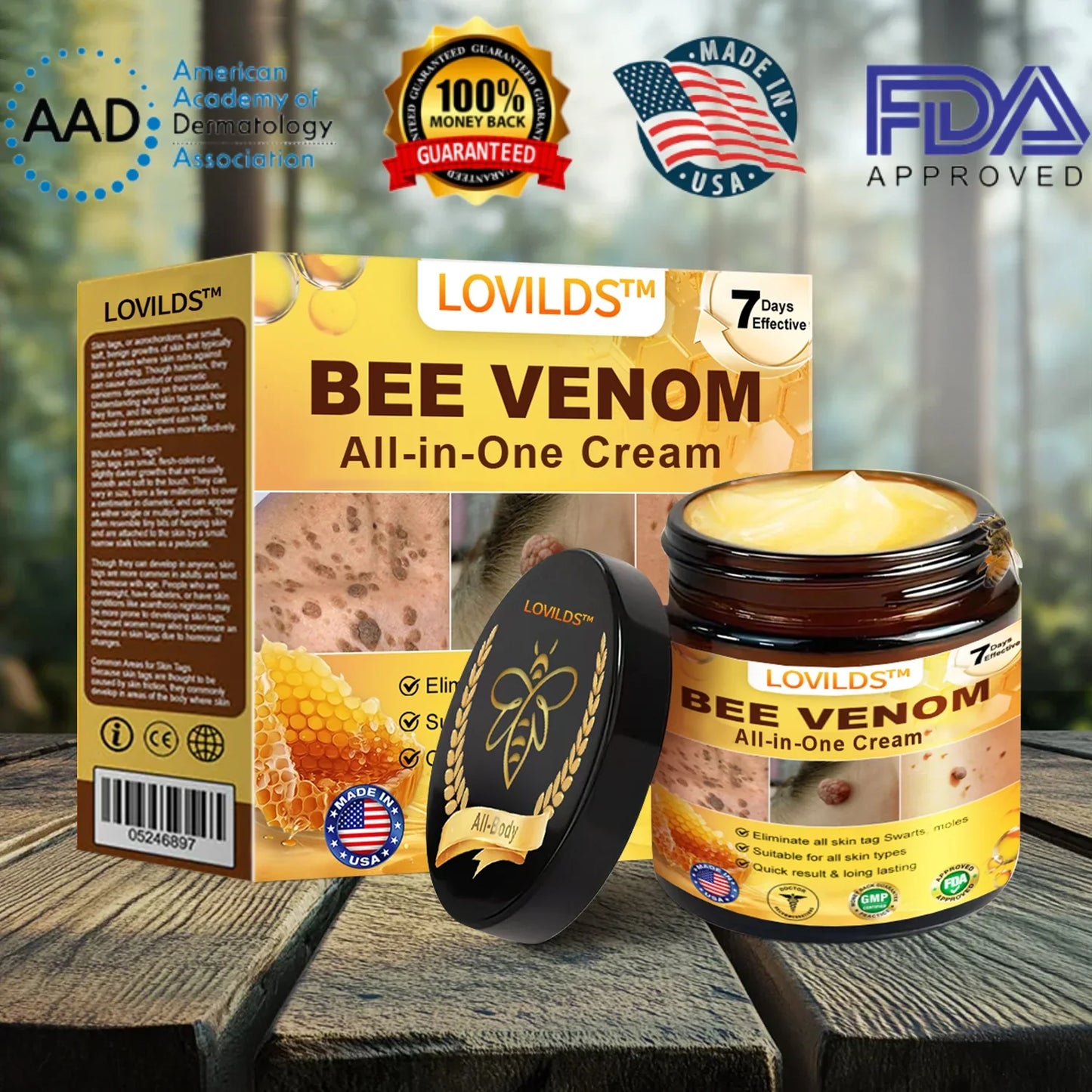 Crème tout-en-un au venin d'abeille LOVILDS™ approuvée dermatologiquement
